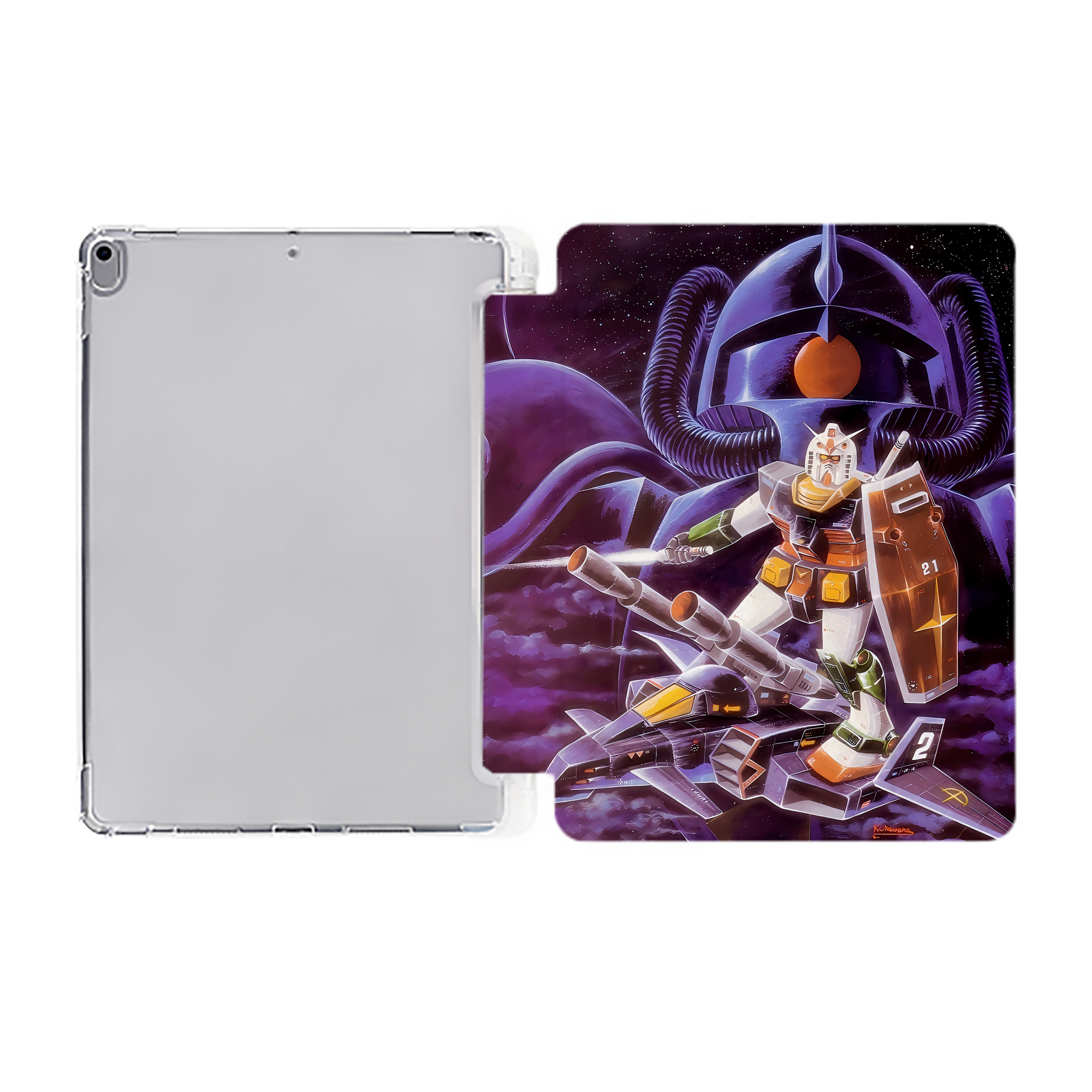 （画像用） 機動戦士ガンダム Mobile Suit Gundam IPad ケース ペン収納付き 三つ折りスタンド PUレザー×シリコン 対応機種9.5/10.5/10.9インチ
